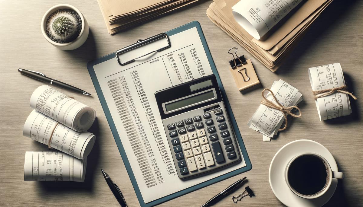 Image of a calculator and receipts, symbolizing the benefits of hiring a bookkeeper for financial management